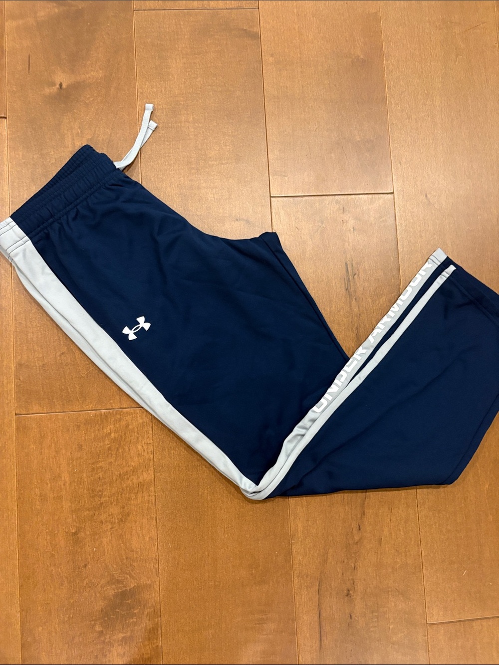 Under Armour Boys Navy Joggers with Light Gray Side Stripe